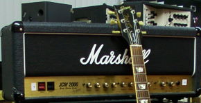 Marshall JCM2000 amp head and Les Paul headstock